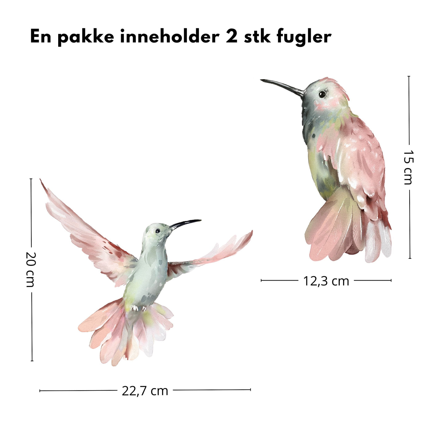 2-pk Pretty birds klistremerker