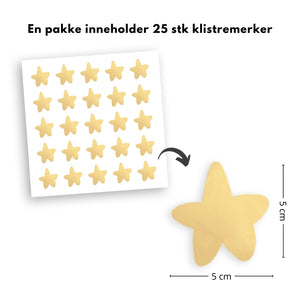 25-pk stjerner klistremerker, gul