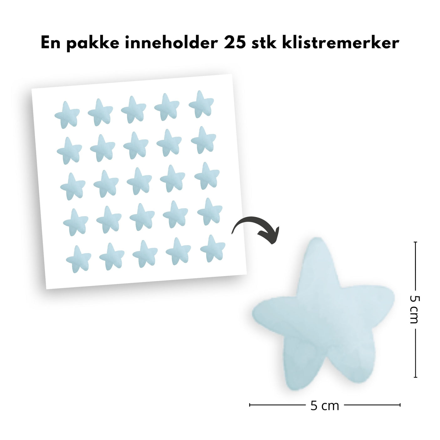 25-pk stjerner klistremerker, blå