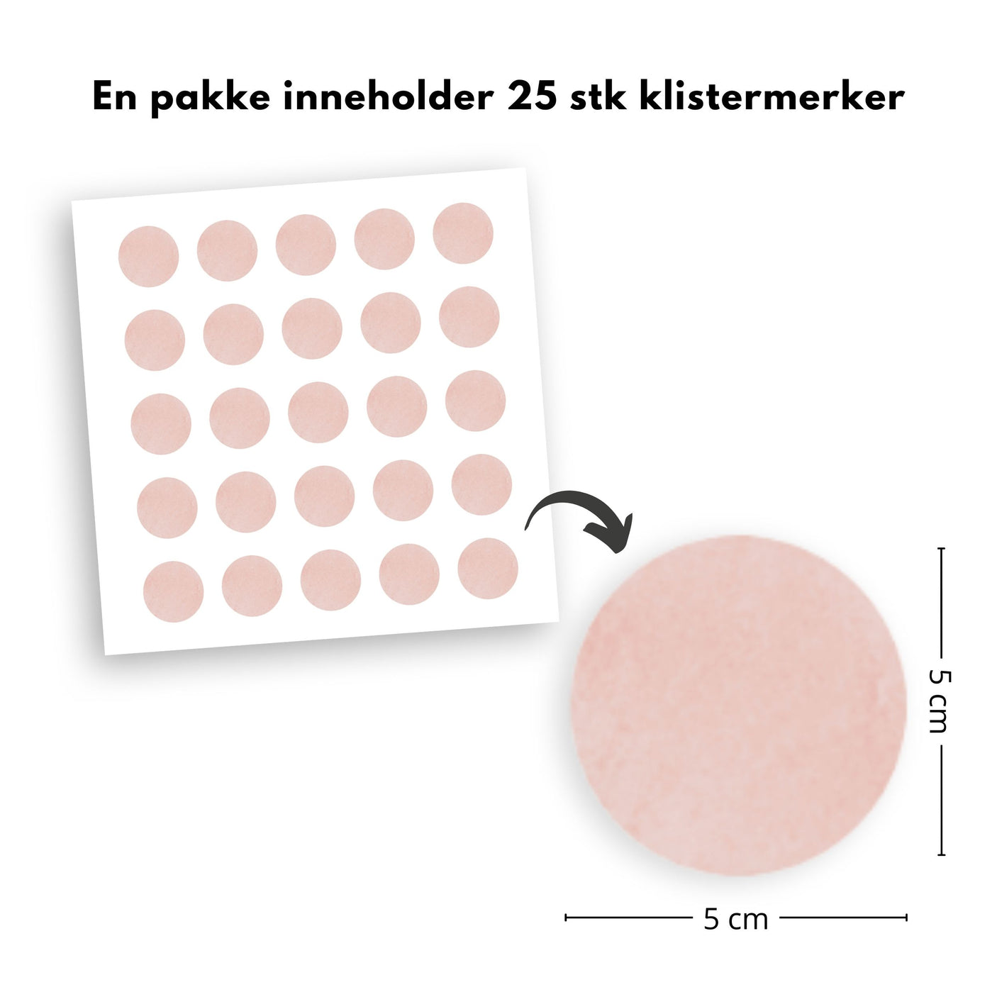 25-pk prikker klistremerker, rosa