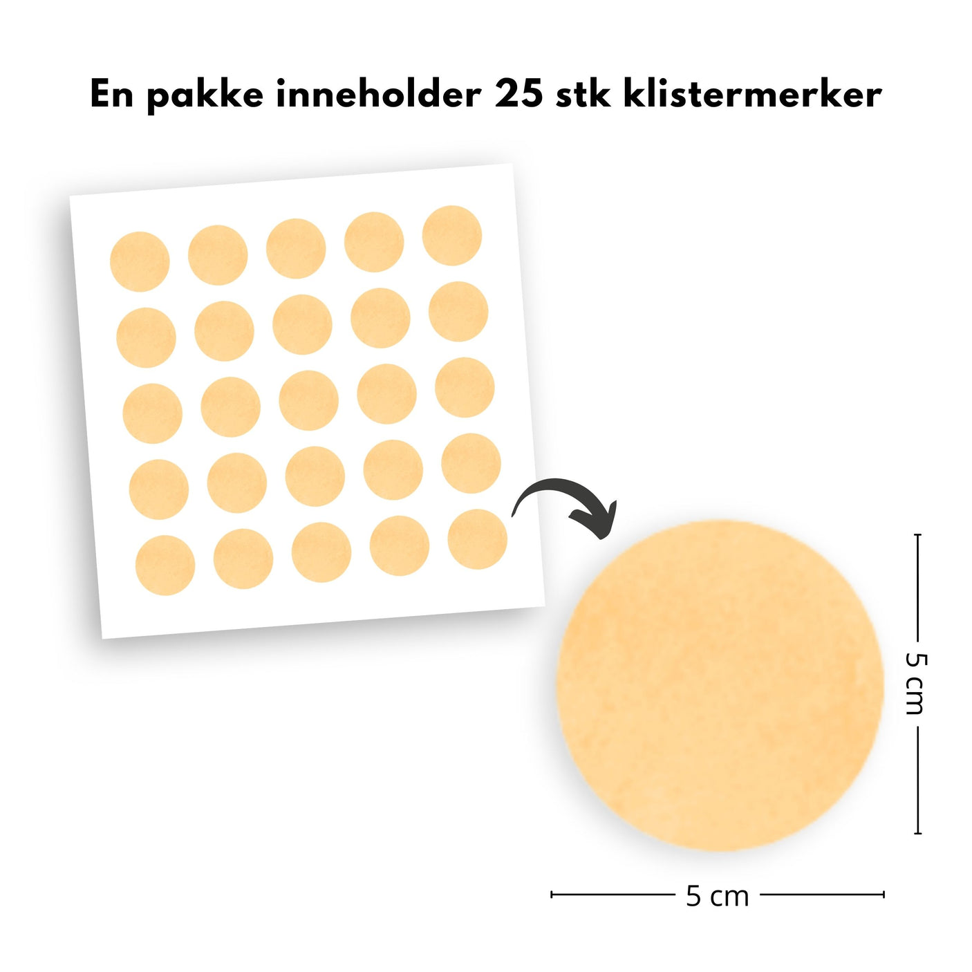 25-pk prikker klistremerker, gul