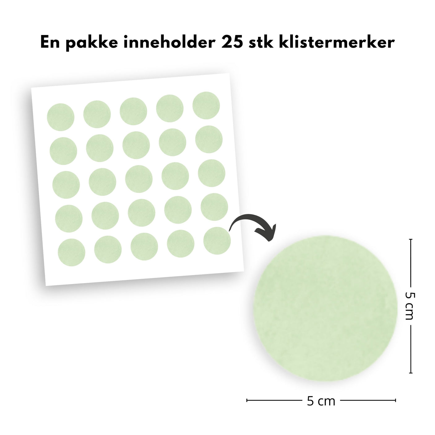 25-pk prikker klistremerker, grønn