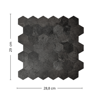 Vareprøve: Hexagon mørkegrå betong selvklebende veggfliser