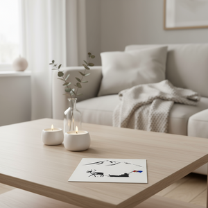 Serviett med motiv av reinsdyr og slede i vinterlandskap