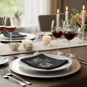 Lunsjserviett med vinmotiv og morsom tekst