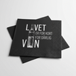 Serviett Livet er for kort for dårlig vin svart med hvit tekst