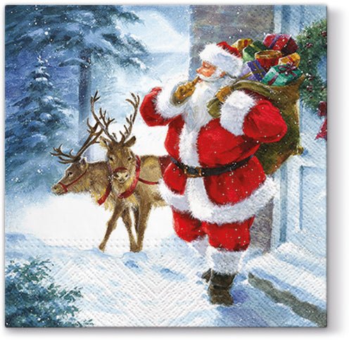 20 - pk Servietter "Santa is coming" - Lindas Dekor