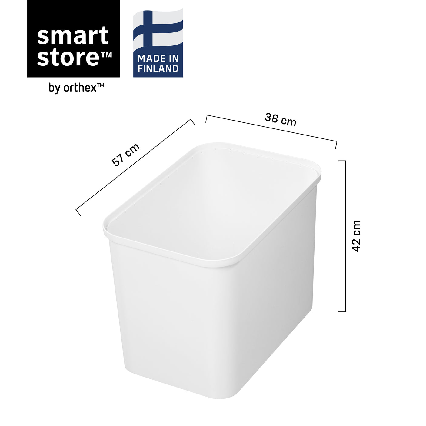 Hvit sorteringsbøtte med 76 liters kapasitet til synlige rom