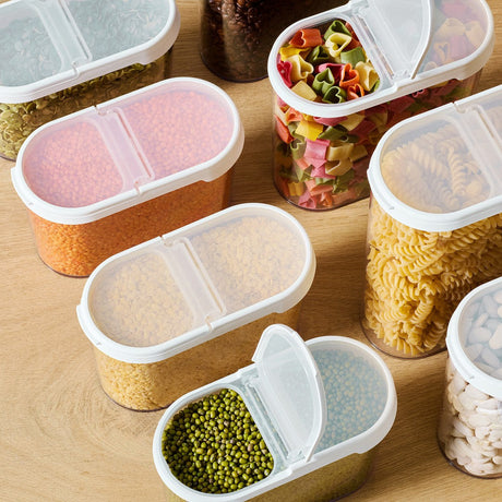 Transparent tørrmatbeholder til kjøkken