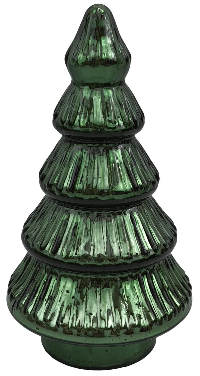 Grønt juletre i strukturert glass 19 cm