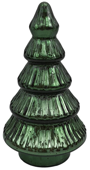 Grønt juletre i strukturert glass 19 cm