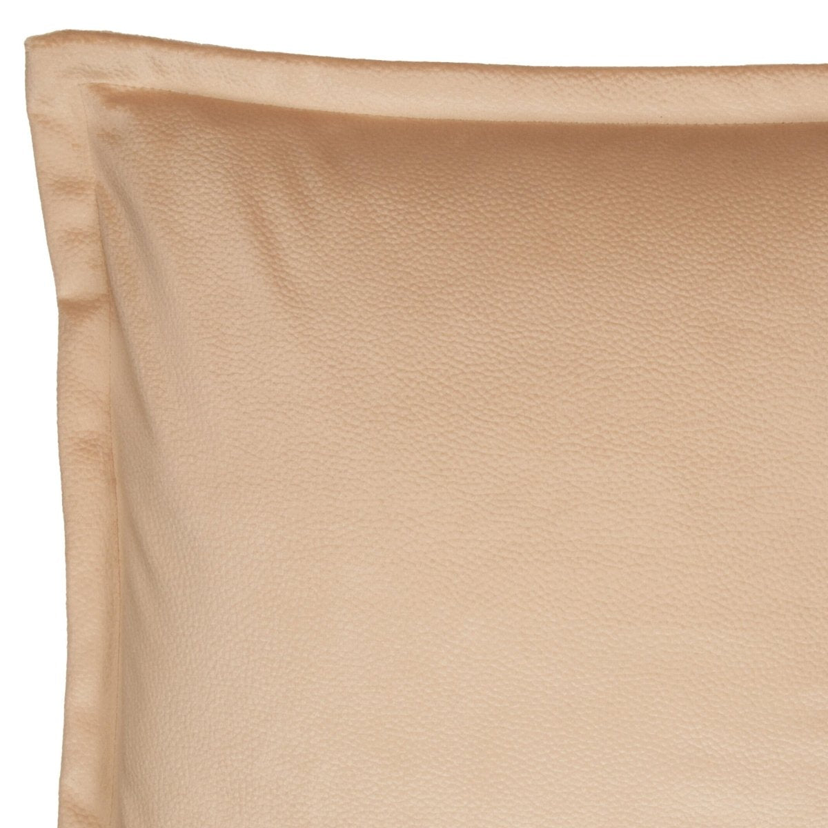 Beige putetrekk i velur med skinnlook og sydd kant, 50 x 50 cm