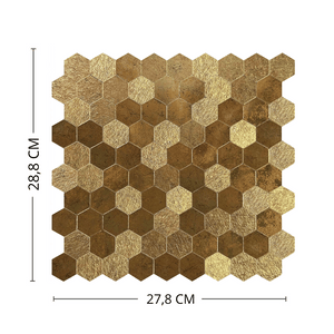 Hexagon gold selvklebende veggfliser