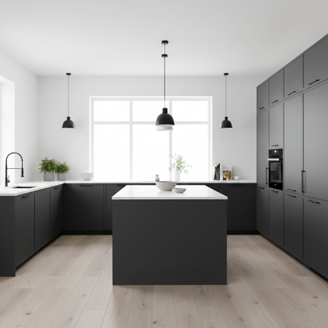 Antrasitt kald grå kontaktplast på kjøkkenskap - mørk grå