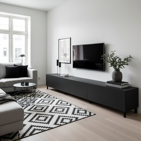 Antrasitt kald grå kontaktplast på TV-benk - mørk grå