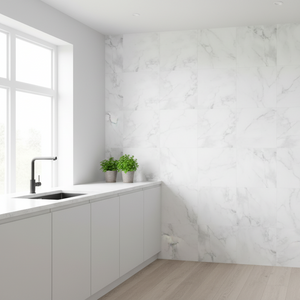 Athena hvit marmor selvklebende fliser på kjøkkenvegg - alternativ stil