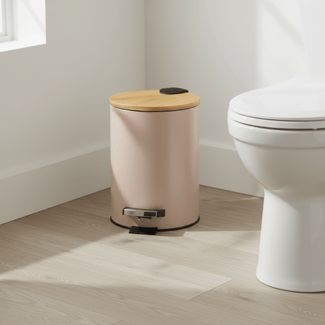 Søppelbøtte 3 liter metall/bambus beige - Lindas Dekor Søppelbøtte