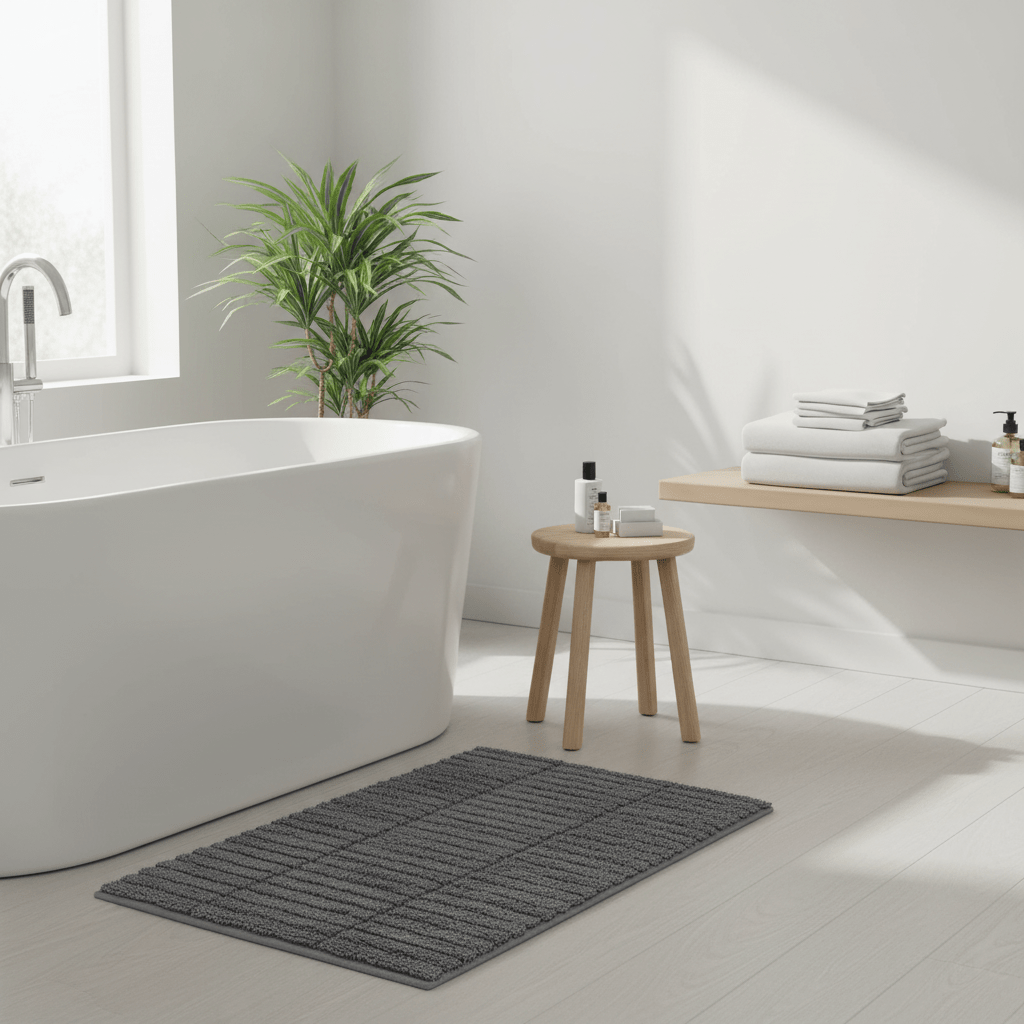 Badematte Tiles grå 80 x 50 cm - Lindas Dekor