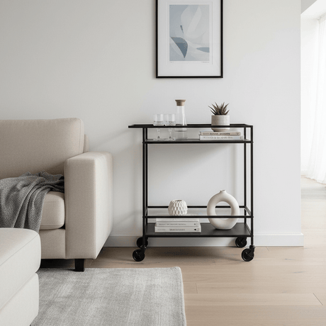 Vita barvogn 68 x 40 x 79 cm, sort metall - Lindas Dekor
