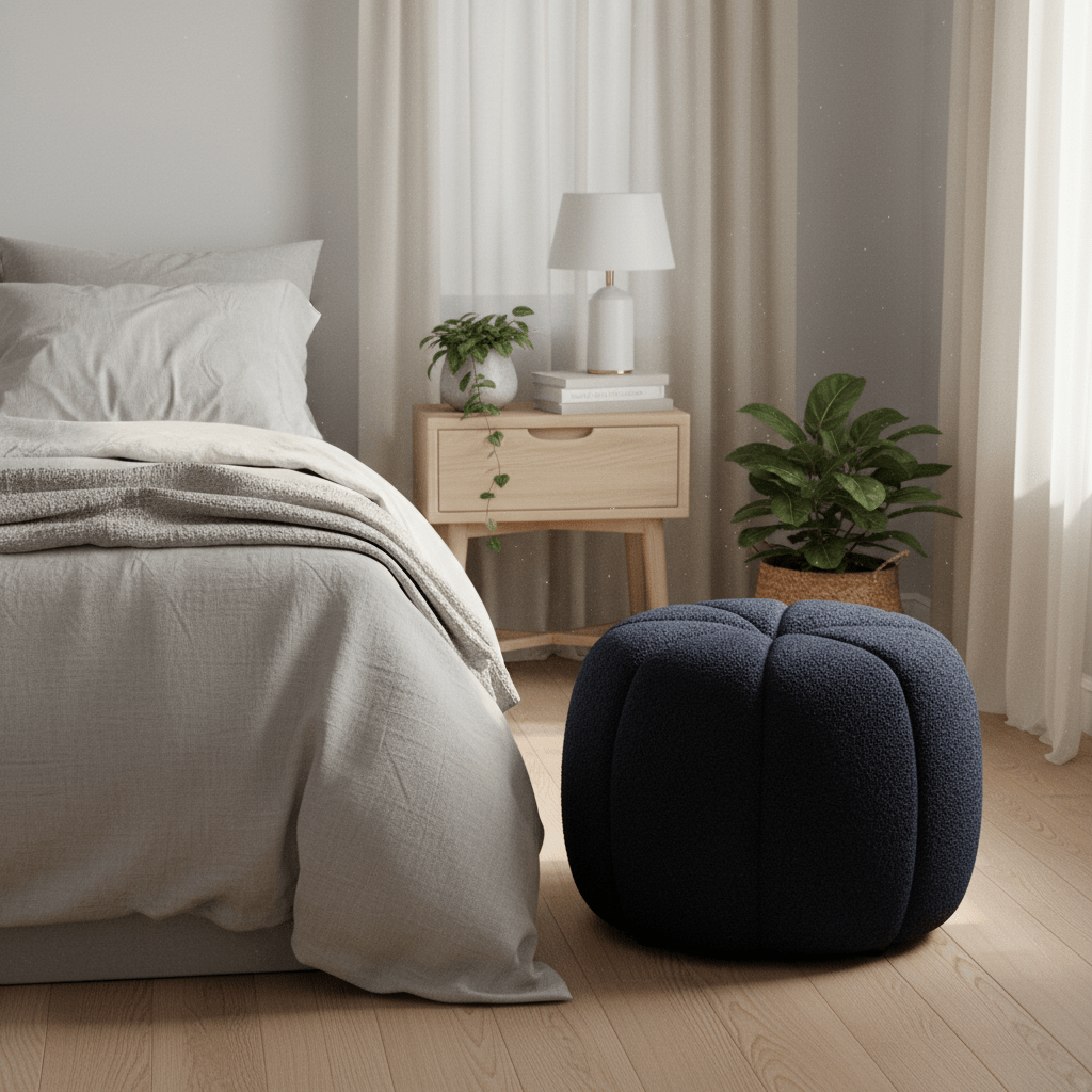 Paisley puff navy ø48 cm - Lindas Dekor Puff