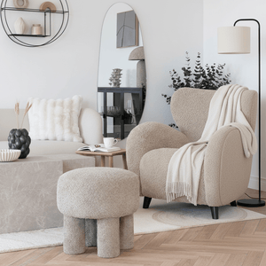 Canberra puff mørk sand ø43 cm - Lindas Dekor