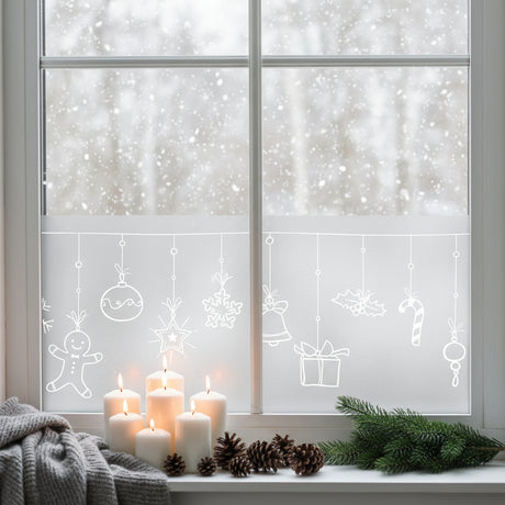 Vindusfolie jul med Winter Garland motiv – frostet utseende uten lim