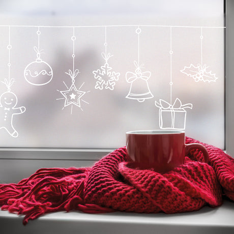 Limited Static Winter Garland vindusfolie montert på vindu – skjermer innsyn