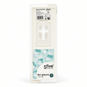 Hvit isbitform med lokk og push-funksjon i original emballasje fra 5five Simply Smart.