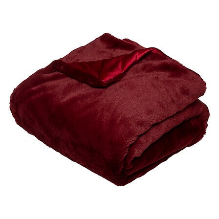 Pledd i fuskepels rød 130 x 180 cm - Lindas Dekor Pledd