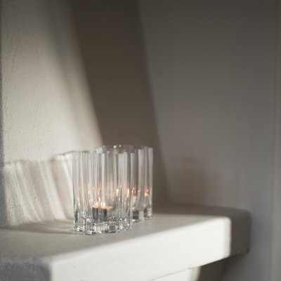 Filter Glass Candle lyslykt i klart glass med tent lys