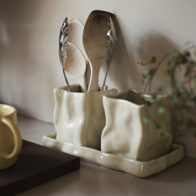 DBKD Herb pottesett 3 deler creme - Lindas Dekor