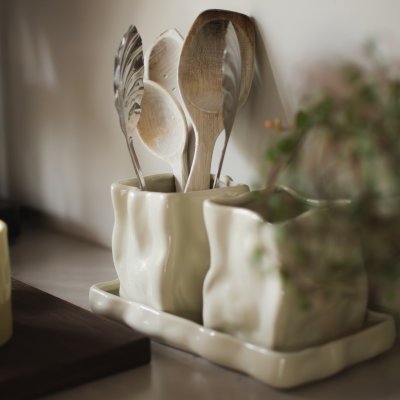 DBKD Herb pottesett 3 deler creme - Lindas Dekor