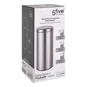 Sort sensorbøtte på 40 liter fra 5Five Simply Smart vist i original emballasje. 