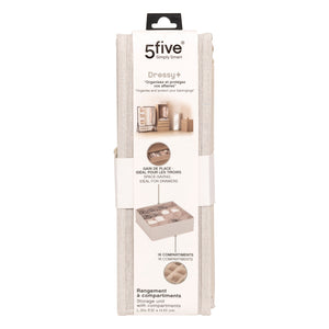Produktemballasje for beige skuffeorganiser med 16 rom.