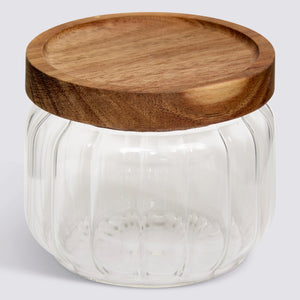 Glasskrukke med akasielokk 300 ml – i miljø