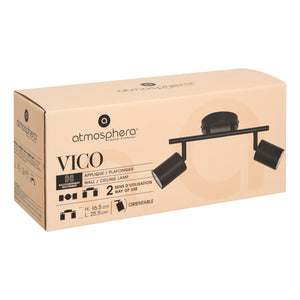Vegg og taklampe Vico med 2 sorte spotter – emballasje 1