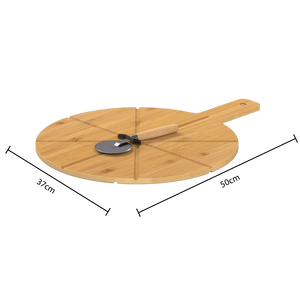 Pizzabrett i bambus med pizzakutter 37 cm – målinger og dimensioner