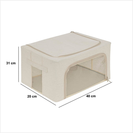 Oppbevaringsbag med dobbel åpning beige 40 x 20 x 31 cm – mål og dimensjoner