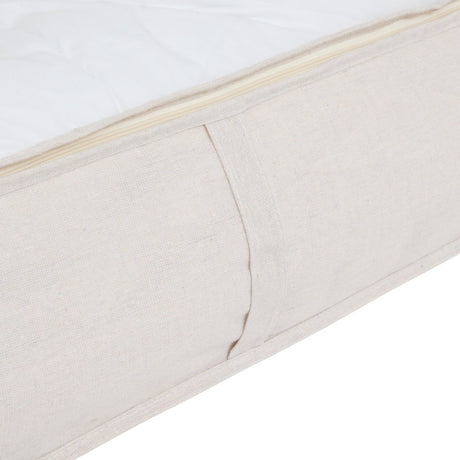 Beige oppbevaringsboks med transparent toppvindu for enkel oversikt over innholdet.