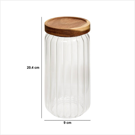 Glasskrukke med akasielokk 1 liter – mål og dimensjoner