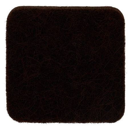 Fyrkantig självklibbar möbelknapp i brun filt, 2,5 x 2,5 cm.