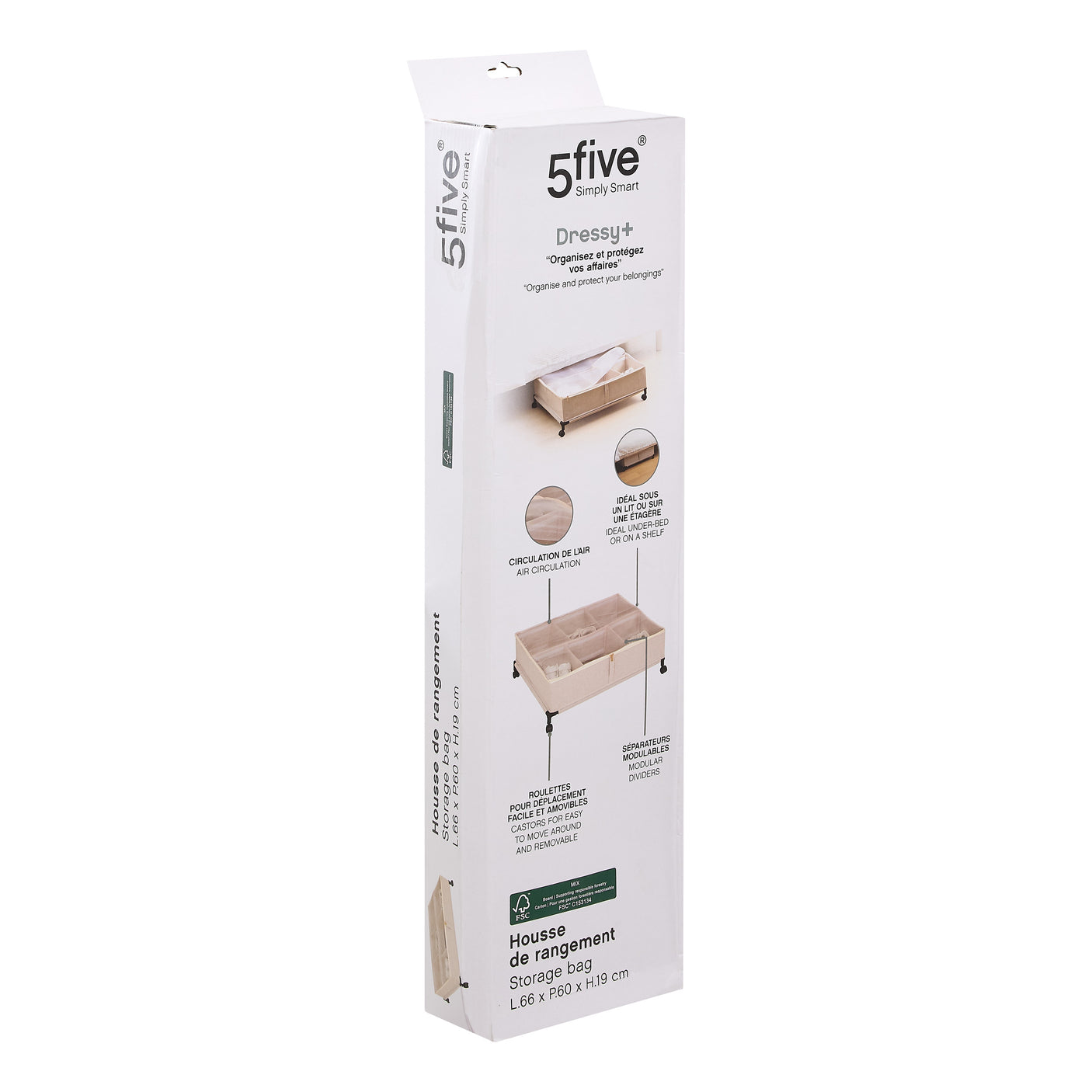 Oppbevaringsboks med hjul beige – emballasje 1