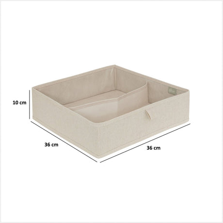 Skuffeorganiser 2 rom M beige 36x36 cm – mål og dimensjoner