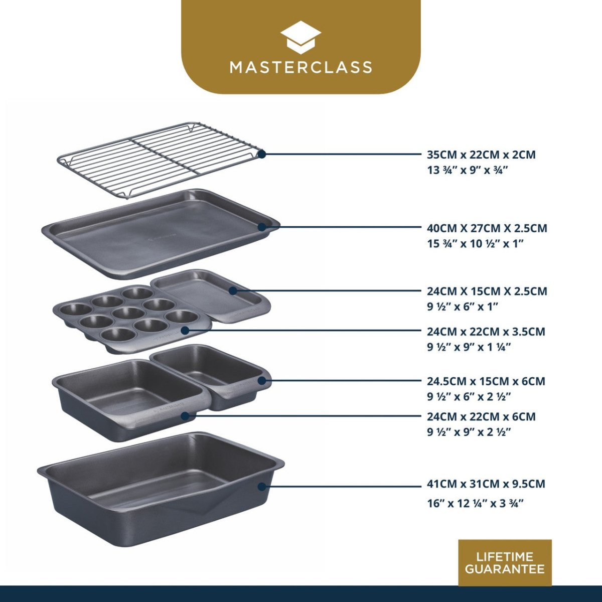 7 - pk bakeformsett non - stick, stabelbar - Lindas Dekor