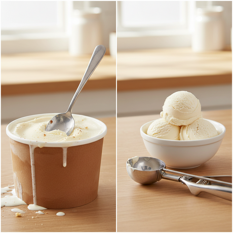 iskuleskje i stål til jevne og runde iskuler