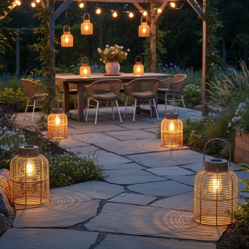 Flere lamper langs hagegang