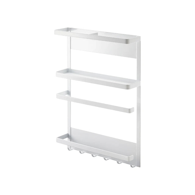 Magnetisk oppbevaringshylle til kjøleskap i hvit med krokrekke