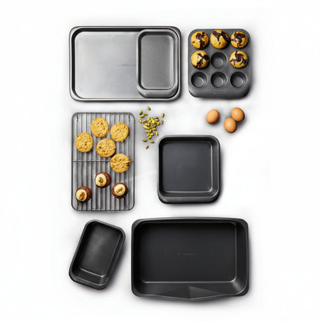 Stabelbart bake og stekesett med non stick belegg og rist