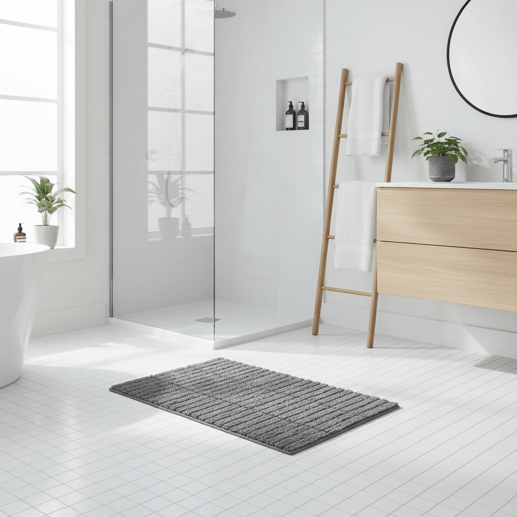 Badematte Tiles grå 80 x 50 cm - Lindas Dekor