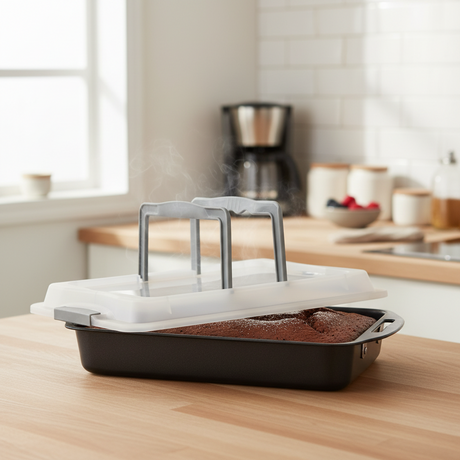 langpanne med lokk 42 x 29 cm grå bakeform